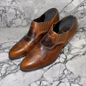 Vintage 80’s Capezio Caramel Leather Western Booties Women’s Size 6 Dance